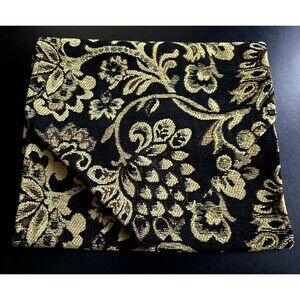 Table Runner Black & Brown Paisley Flowers and Vines 72" Long 13" Wide